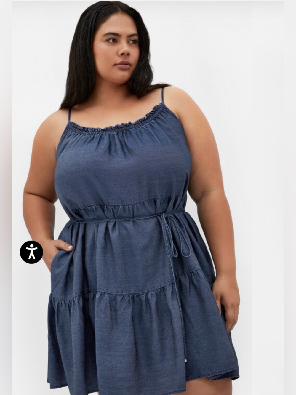 City Chic Sweet Tiers Dress - dark wash
